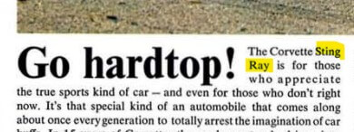 1968 Corvette brochure with Sting Ray name