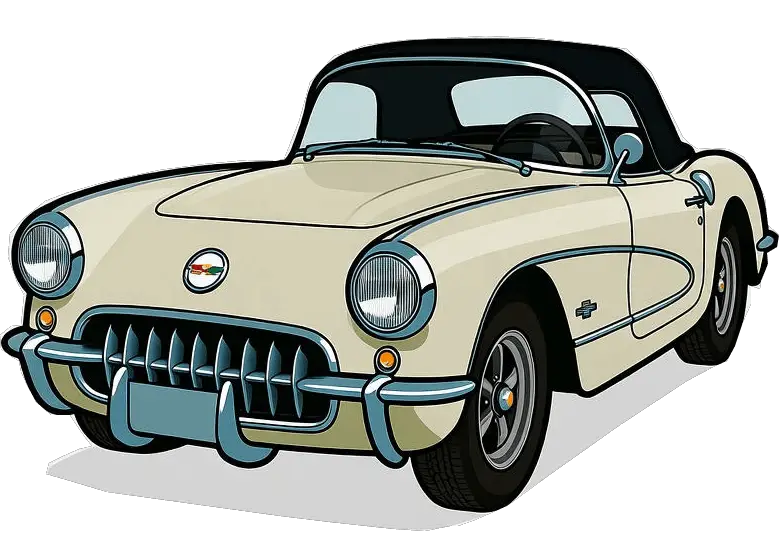 1953 C1 Corvette – Minimal Illustration