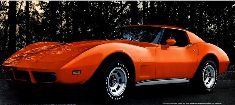 1977 Corvette GM advertisement showcasing the iconic design and features of the 1977 Corvette model