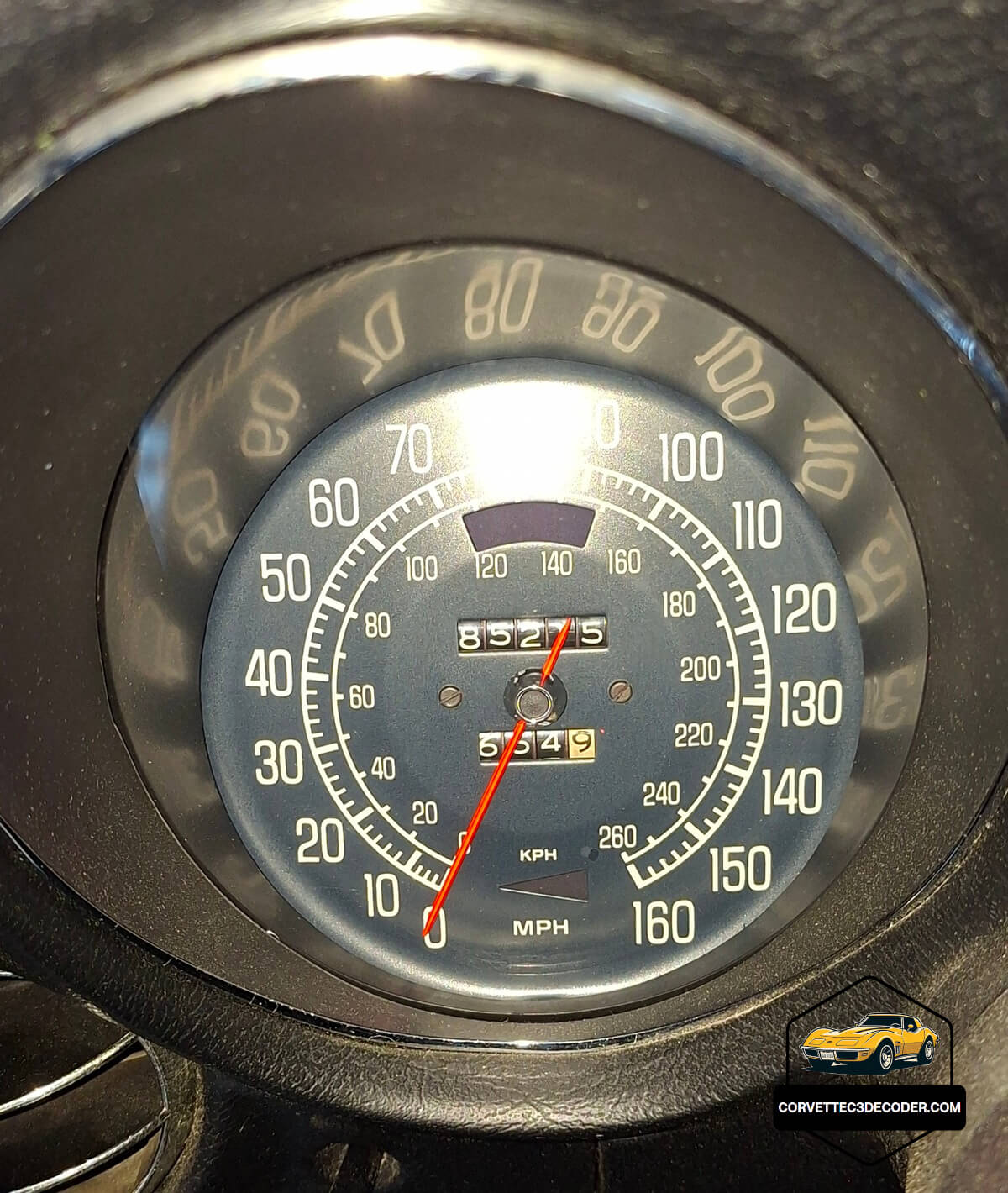 Odometer reading of my 1976 Chevrolet Corvette C3