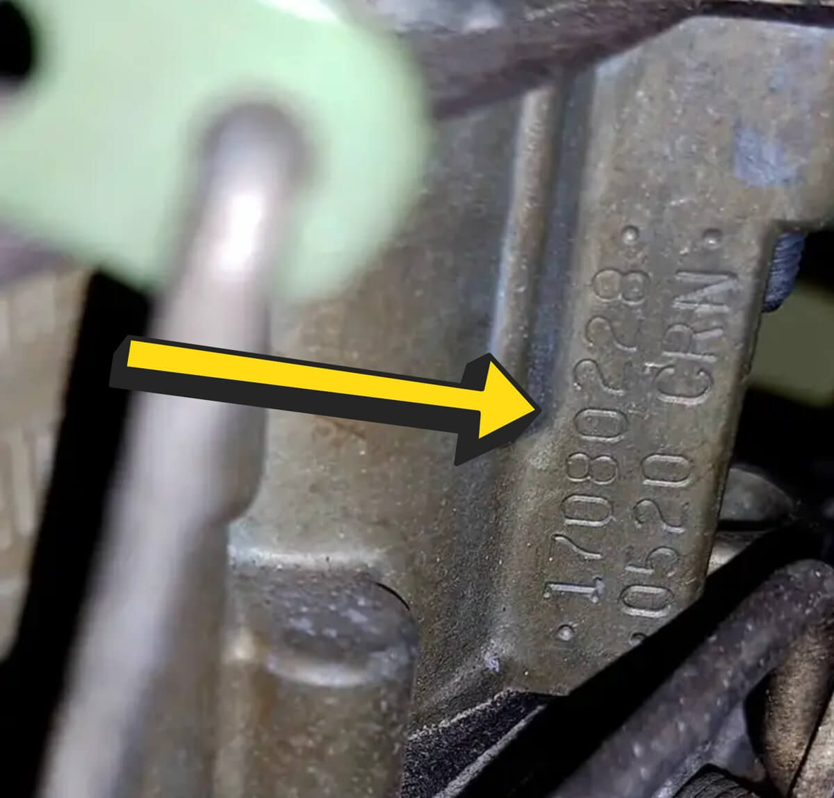 Quadrajet carburetor identification stamp located on the main body, driver's side, for Corvette C3 models (1968-1982) 