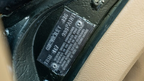 Corvette C3 Trim Tag – location and decoding