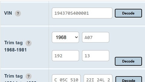 C1 Corvette VIN Decoder