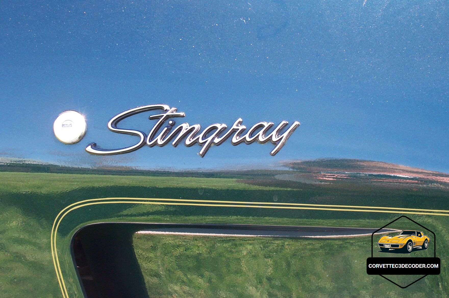 Original one-word 'Stingray' emblem on a 1976 Corvette