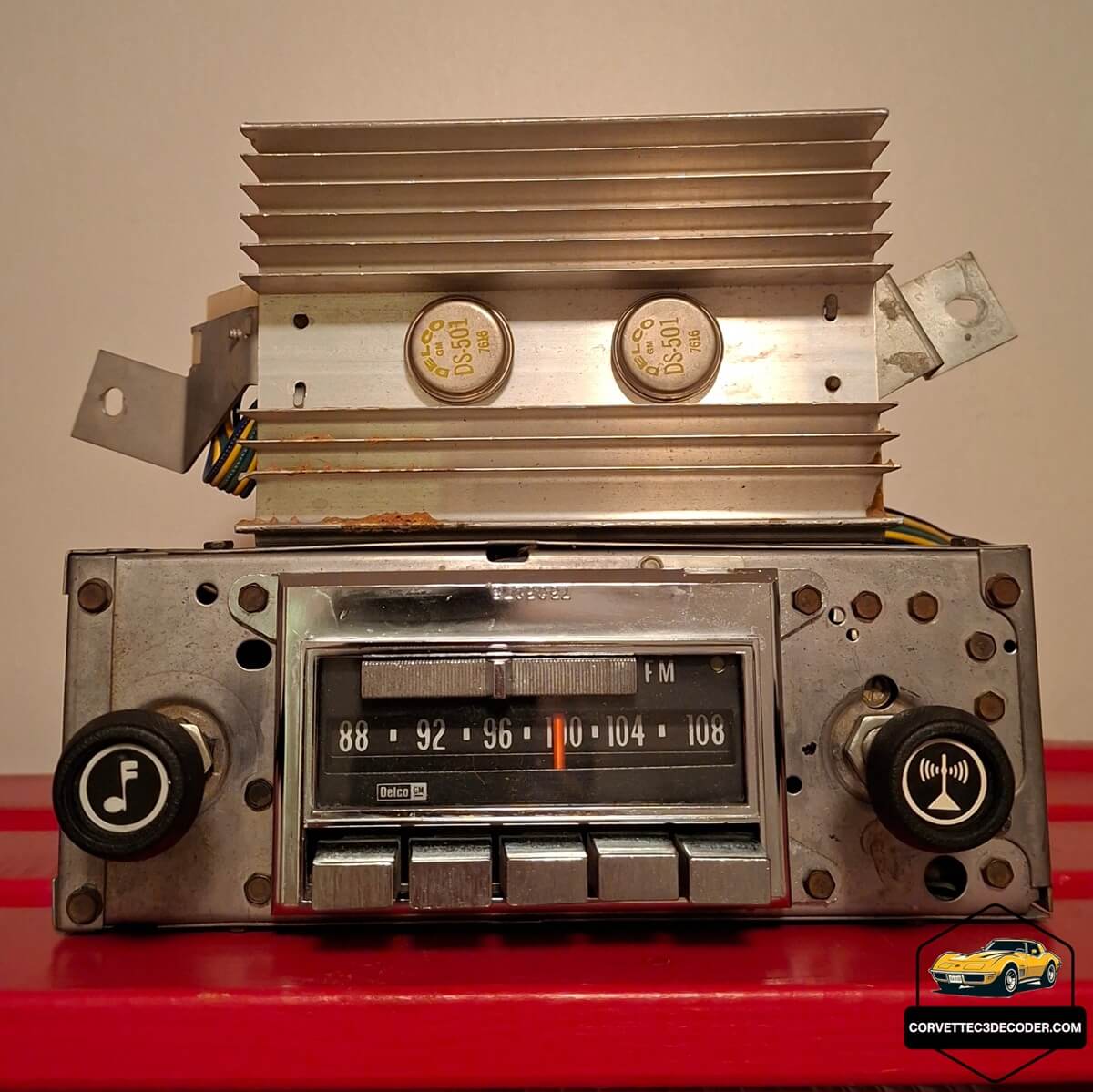 1976 Corvette C3 Delco AM/FM stereo radio with separate amplifier