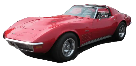 1970 Corvette Front View Front view of a 1970 Corvette with classic styling and egg-crate grille